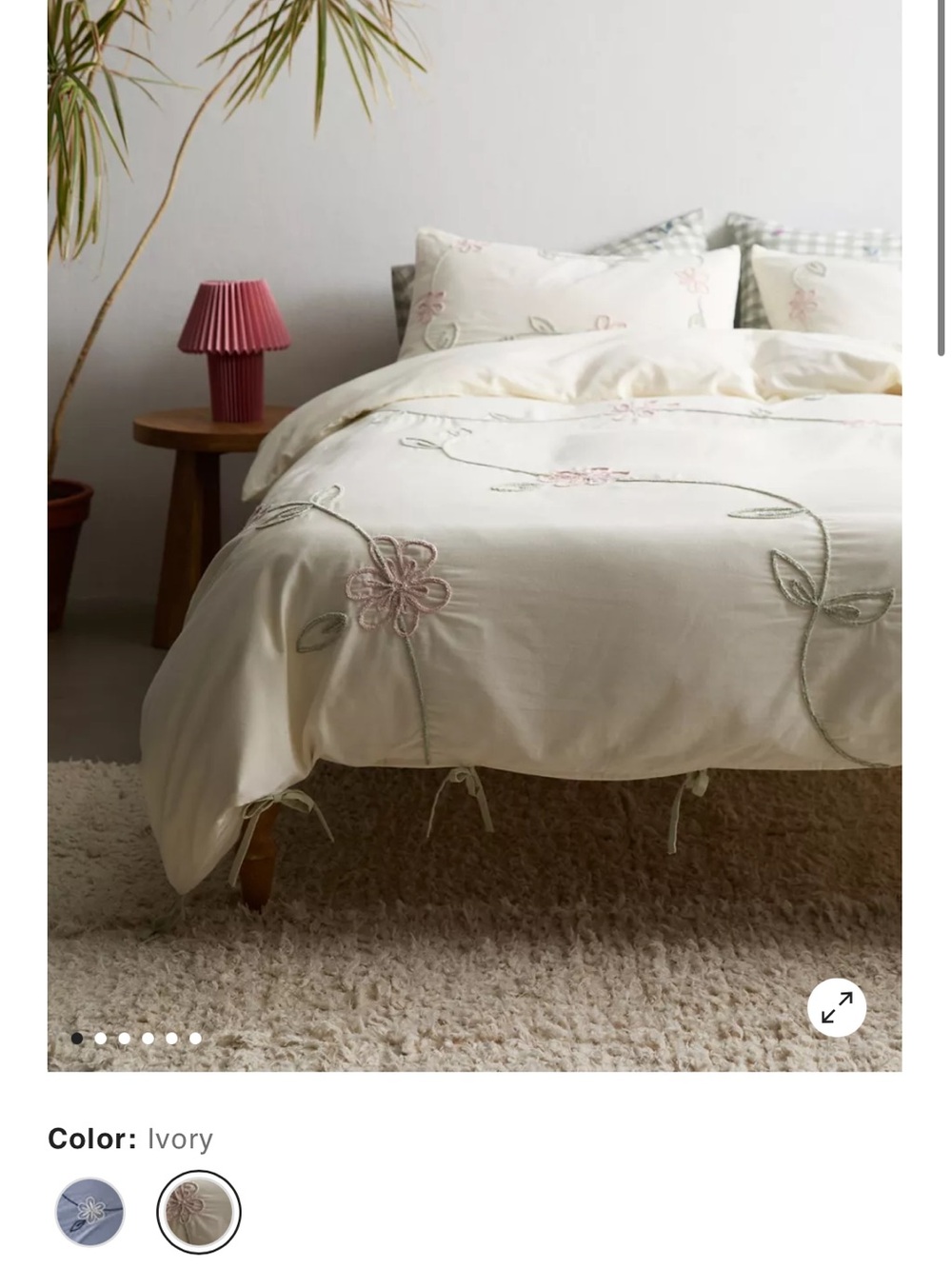 NTW Urban Outfitters Ivory Floral Embroidered Duvet Cover